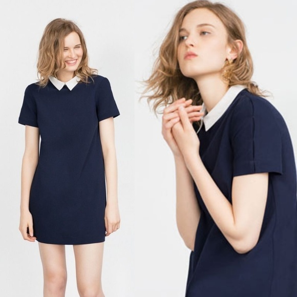 Zara Dresses & Skirts - Zara Poplin Collar Mini Shift Dress